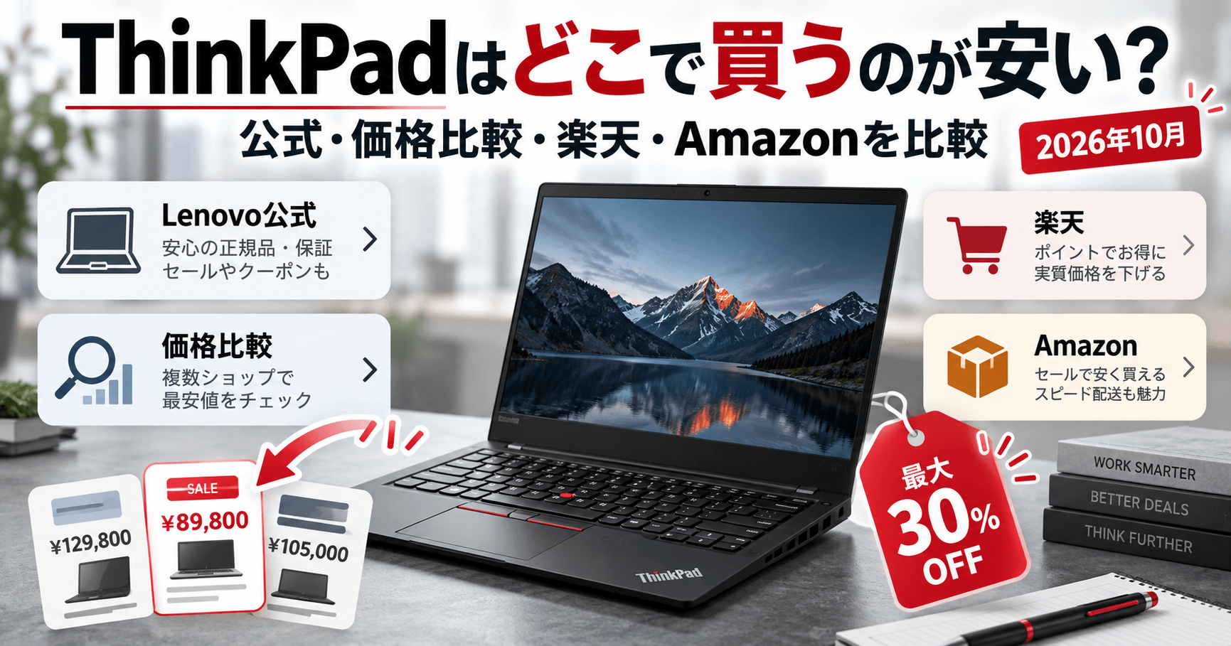 ThinkPadはどこで買うのが安い？公式・価格.com限定・楽天・Amazonを