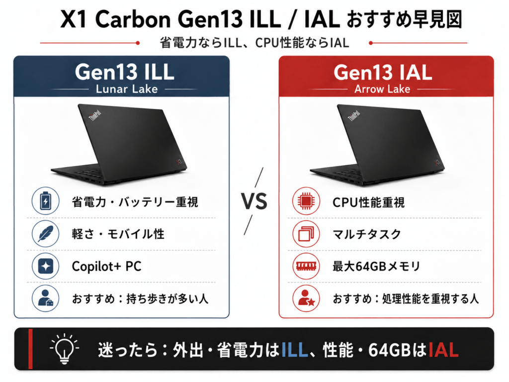 2026年】ThinkPad X1 Carbon Gen13比較｜ILL・IALの違いと選び方