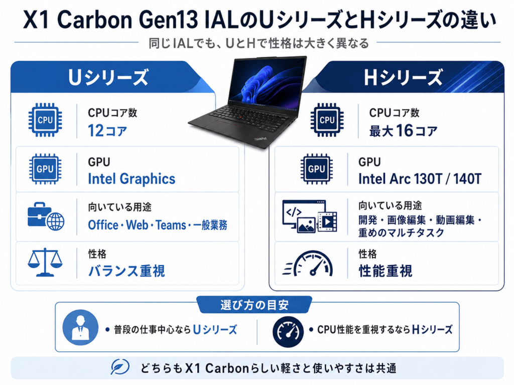 X1 Carbon Gen13 IALのUシリーズとHシリーズの違い
