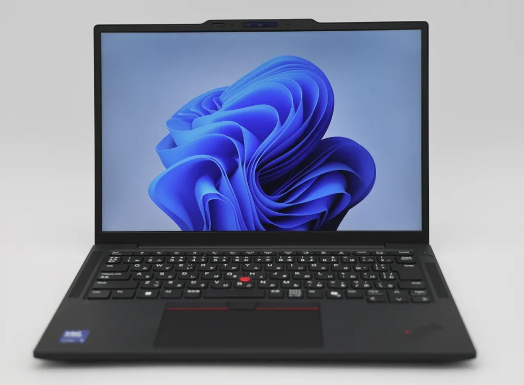本体を開いた正面。WUXGA液晶にWindows 11の壁紙を表示
